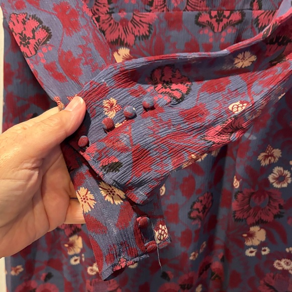 PAIGE Burgundy Floral Long Sleeve Dress-S - Picture 10 of 12